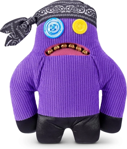 Jucărie de pluș Fuggler Sasquoosh mov cu bandană și dinți aurii, 22 cm