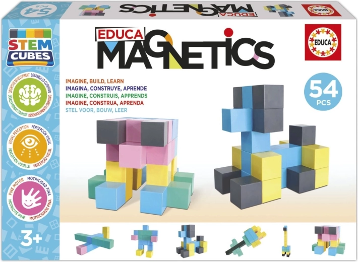 Joc de construcție magnetic EDUCA Magnetics STEM, cuburi, 54 de piese