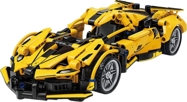 Set de construcție pentru mașină sport galbenă, 422 de piese