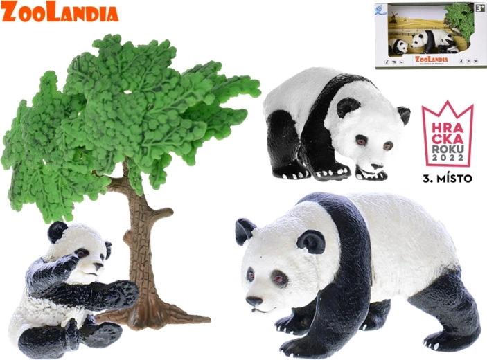 Zoolandia panda cu pui și accesorii – set de figurine pentru zoo