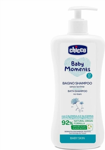 Chicco gel de duș 2‑în‑1 pentru păr și corp Baby Moments 500 ml