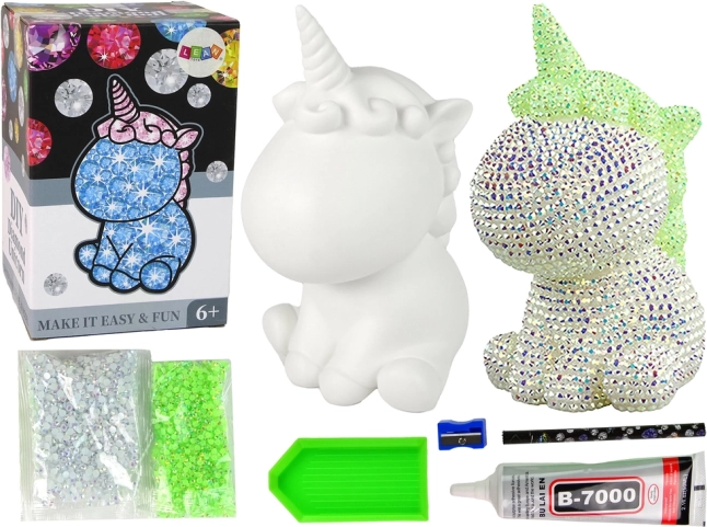 Set DIY Unicorn Picturare cu Diamante Verde