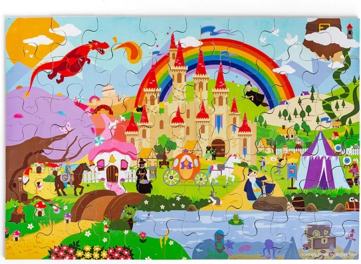 Bigjigs Toys puzzle Lumea fanteziei – puzzle din lemn pentru podea