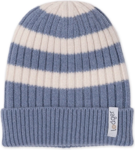 Căciulă tricotată din merino Lodger Stripe Stone (6–12 luni)