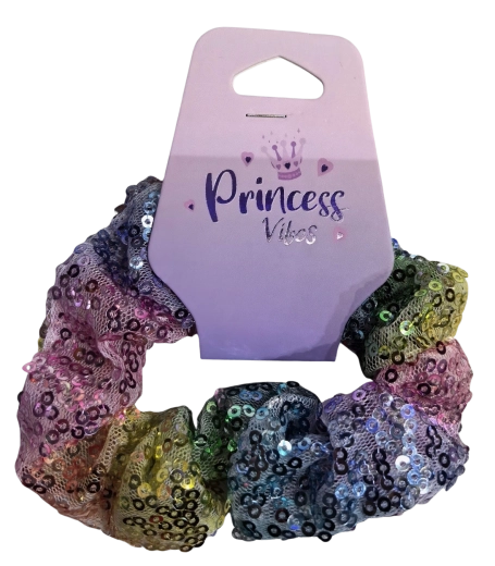 PINK elastic de păr tip scrunchie cu paiete - 1 bucată