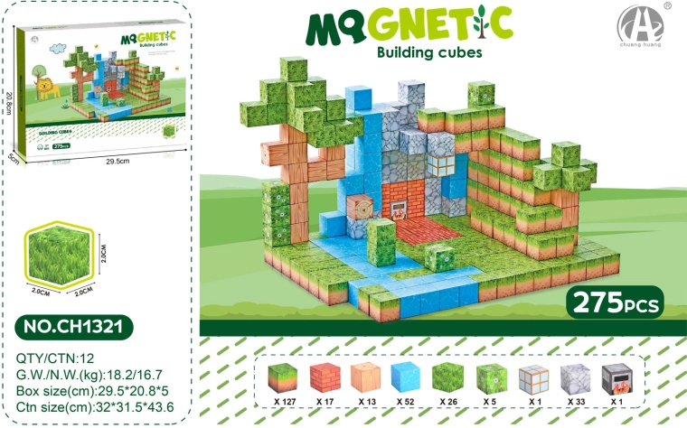 Cuburi magnetice 3D – set de 275 de piese