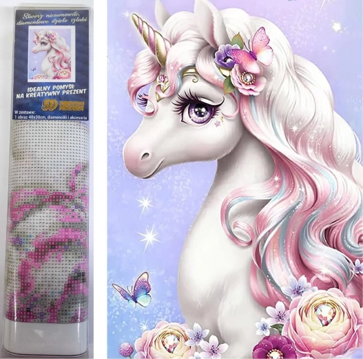 pictură cu diamante domnișoara unicorn 30 × 40 cm - Norimpex
