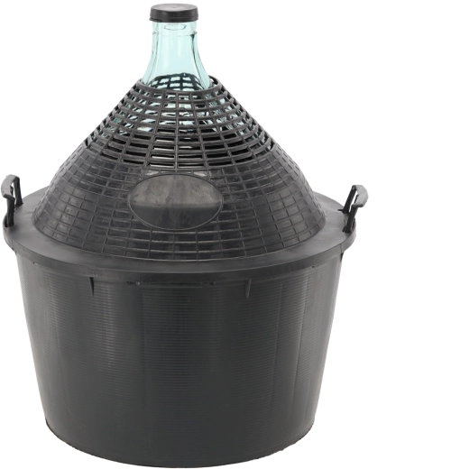 Balon din sticlă pentru fermentare în coș de plastic 34 l cu gât îngust