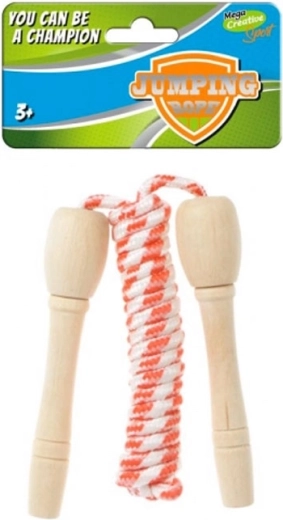 Coardă de sărit cu mânere din lemn MEGA CREATIVE
