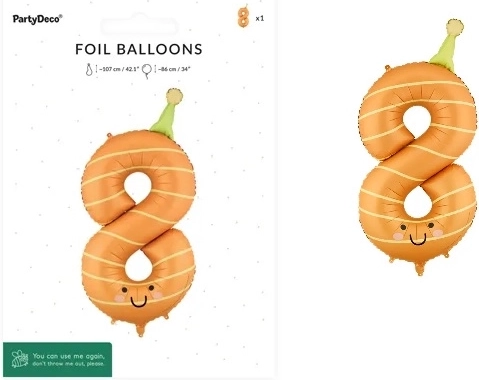 Balon din folie cifra 8 portocaliu 86 cm