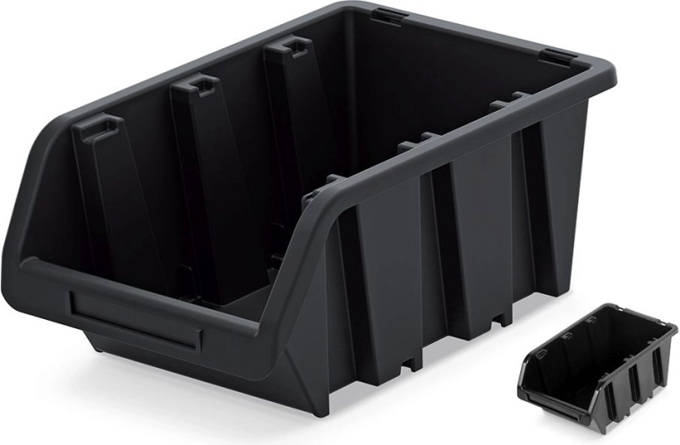 Cutie de depozitare din plastic Truck 13,5 l, neagră, stivuibilă