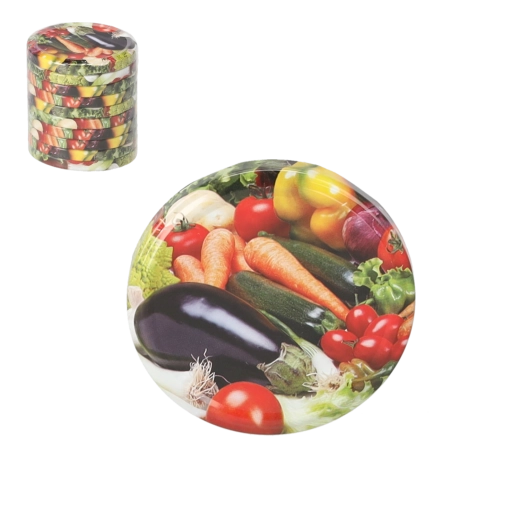 Set de capace pentru conserve 82 mm cu motiv de legume, 10 buc