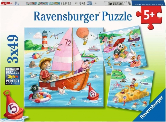 Puzzle Ravensburger Animale și ambarcațiuni 3x49 piese