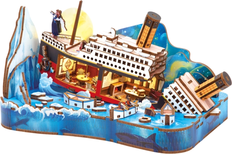 2Kids Toys puzzle 3D din lemn scenă miniaturală Titanic - 1 bucată