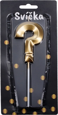 Lumânare de petrecere aurie în formă de semn de întrebare