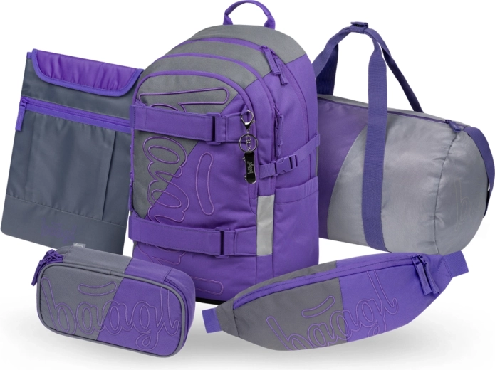 Set Baagl 5 Skate Dual – rucsac școlar, penar, geantă sport pliabilă, borsetă și husă pentru laptop GRS