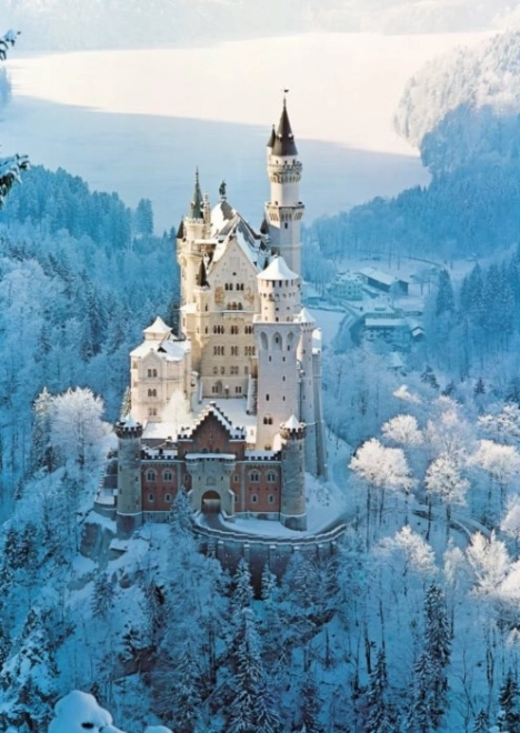 Puzzle Ravensburger Castelul Neuschwanstein iarna, 1500 piese