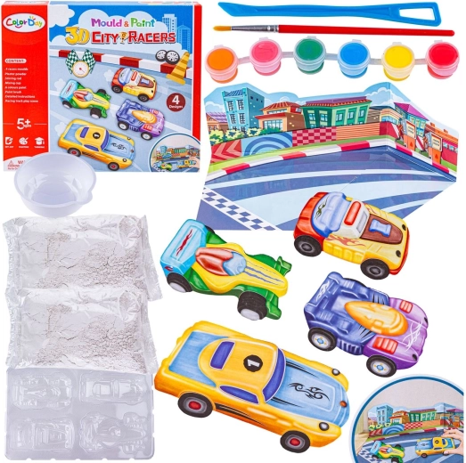Color Day set creativ pentru turnare și pictare 3D mașini de curse city racers
