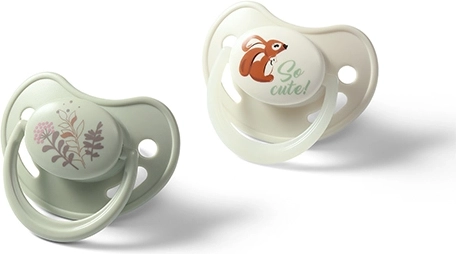 BabyOno suzete anatomice din silicon 6–18 luni, 2 buc (de zi + fosforescentă)