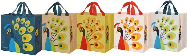 Geantă de cumpărături Păun 35 × 35 × 20 cm, polipropilenă laminată, mix de culori