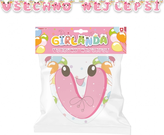 Ghirlandă din hârtie „La mulți ani” – roz