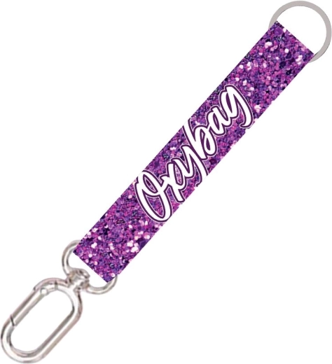 Breloc scurt cu carabină Purple Glitter