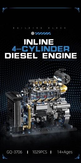 Set de construcție pentru un motor diesel cu patru cilindri, 1029 de piese