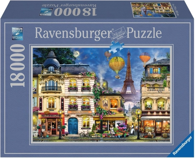 Puzzle Ravensburger Plimbare nocturnă prin Paris, 18000 de piese