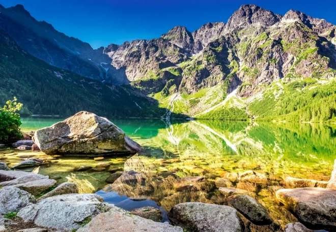 Puzzle 1500 piese Morskie Oko răsărit de soare Tatra