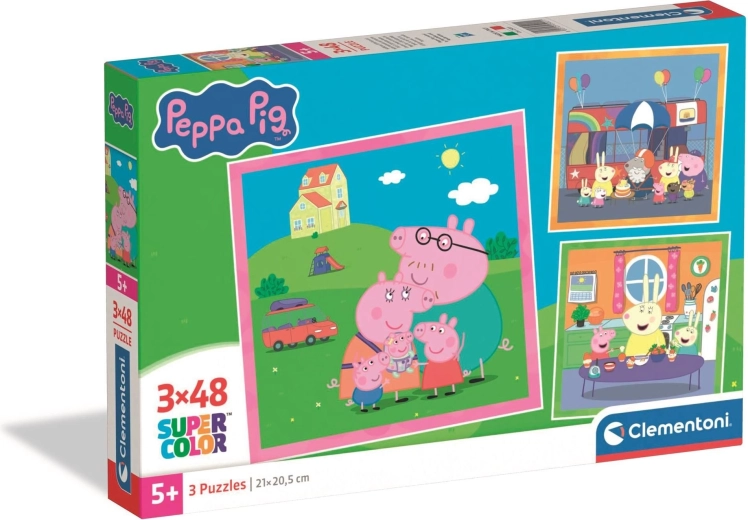 Puzzle Peppa Pig 3×48 piese CLEMENTONI