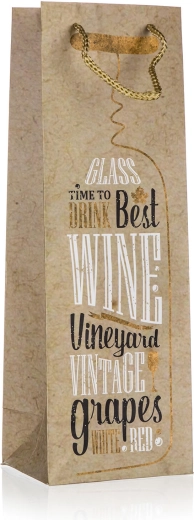 Pungă cadou pentru sticlă TIME TO DRINK 12 × 35 × 9 cm