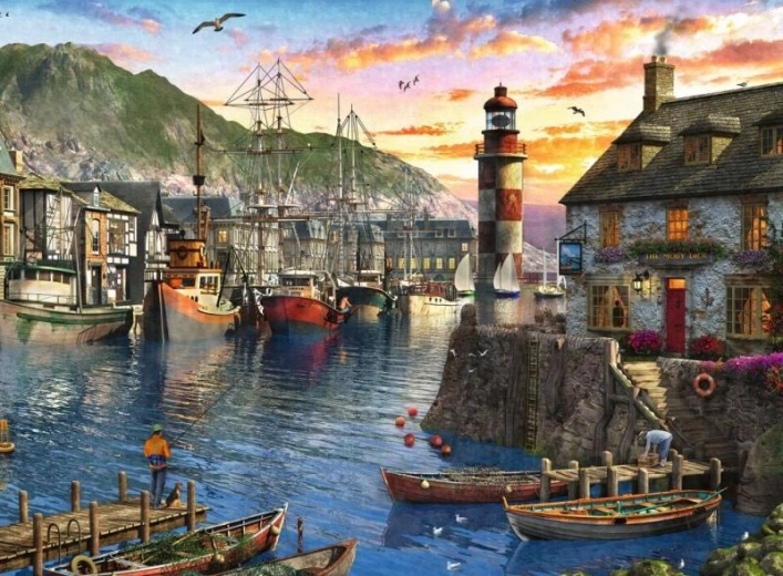 Puzzle Răsărit de soare în port 500 piese Ravensburger