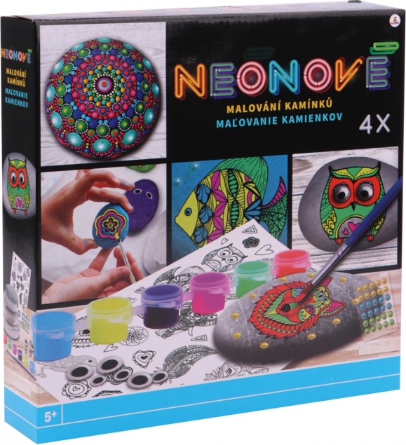 Set creativ pentru pictat pietricele neon