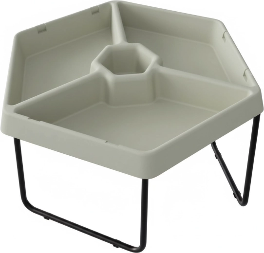 Masterkidz masă hexagonală pentru nisip și apă cu 3 compartimente, înălțime reglabilă