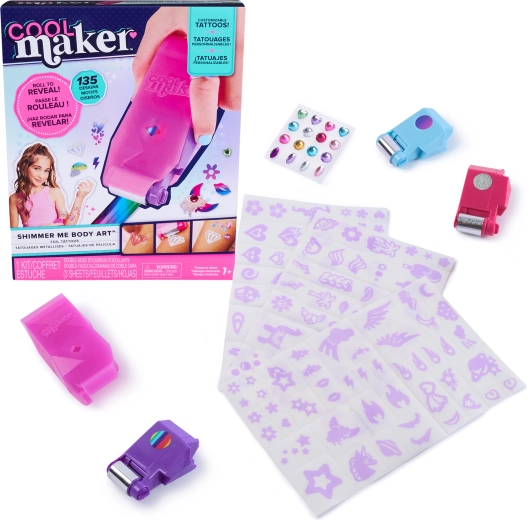 Set de tatuaje temporare Cool Maker Shimmer Me Tattoos, 135 de modele