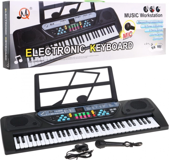 Keyboard pentru copii cu modul educativ 5+ cu microfon și suport pentru partituri