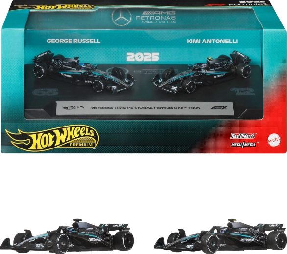 Hot Wheels Premium Formula 1 Mercedes-AMG Petronas Kimi Antonelli și George Russell - 2 buc.
