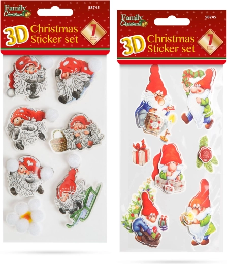 Autocolante 3D de Crăciun cu spiriduși - 1 bucată