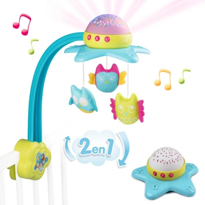 Carusel muzical pentru pătuț 2în1 SMOBY Cotoons cu lumină și proiecție