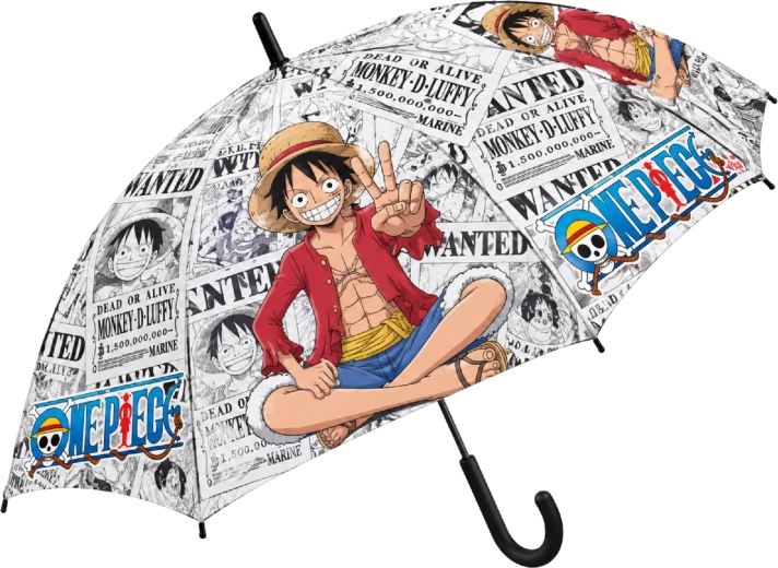Umbrelă automată pentru copii One Piece cu motiv Luffy, 48,5 cm, neagră