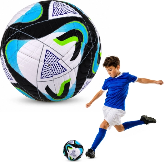 Minge de fotbal pentru antrenament, mărimea 5 (22 cm), negru-albastru-verde