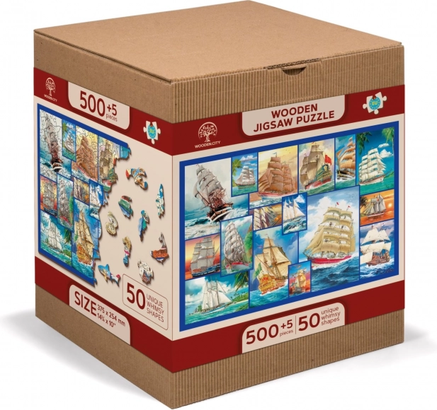 Puzzle din lemn cu velier 2 în 1, 505 piese de la Wooden City