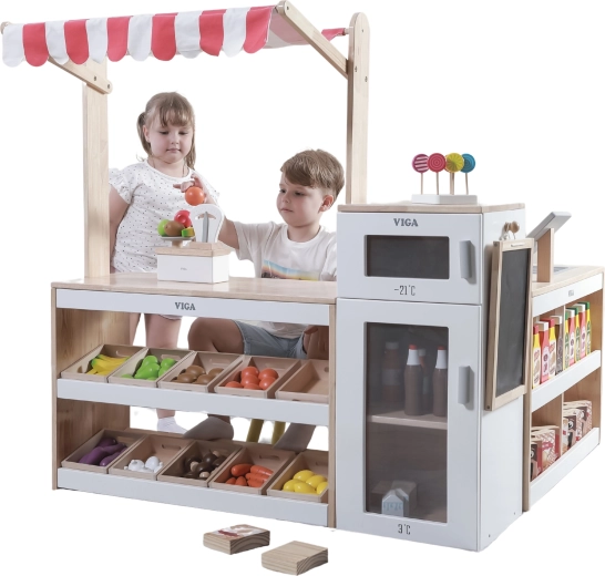 Viga stand de supermarket XXL din lemn