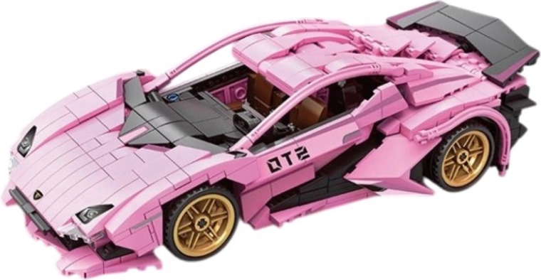 Set de construcție pentru mașină sport roz, 702 piese