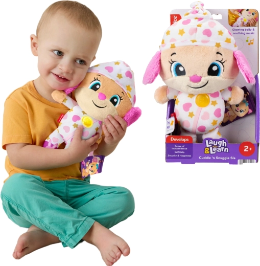 Fisher-Price Râzi și învață! cățelușă interactivă de pluș – companion muzical liniștitor