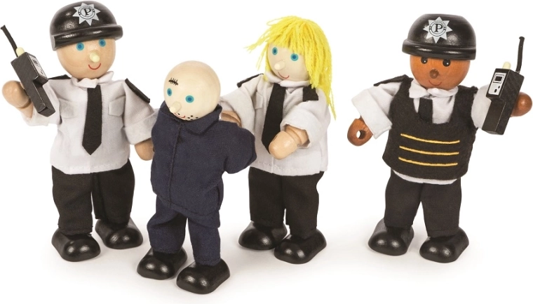 Tidlo figurine din lemn Polițiști și hoț (4 buc.)