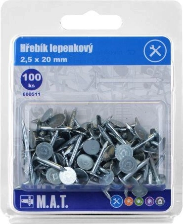 Cuie pentru carton bitumat 20 × 2,5 mm zincate (100 buc.)