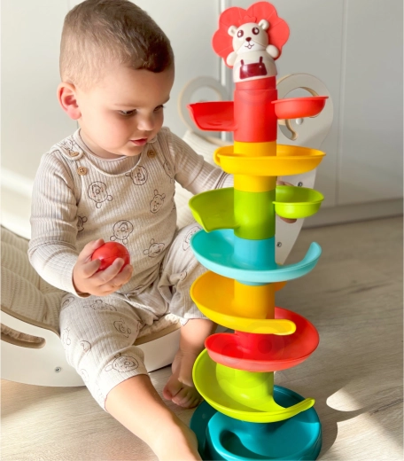 Woopie Baby pistă spiralată cu bile, cu 6 bile