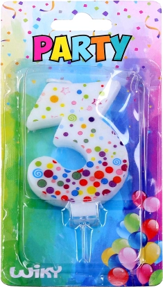 Lumânare de petrecere numărul 3 cu buline