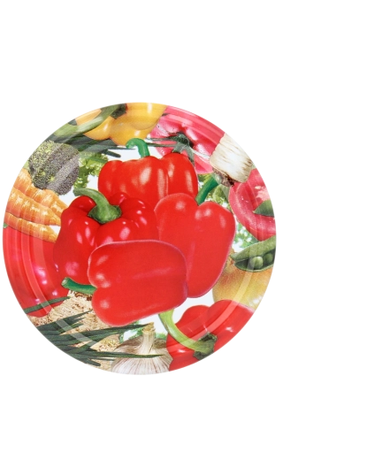 Capace pentru conservare 66 mm cu motiv ardei, 4 clame – pachet 1100 buc